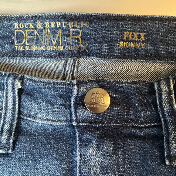 Rock & Republic Women Fixx Skinny Jeans size 8 M Blue Mid Rise Stretch Slimming - Picture 8 of 11
